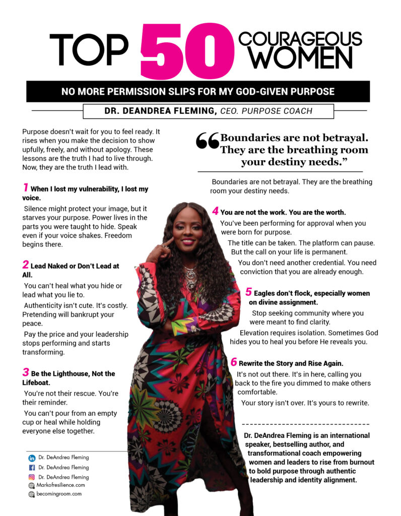 Courageous Woman Magazine feature of Dr. DeAndrea Fleming, international speaker and bestselling author.
