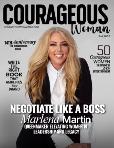 Marlena Martin, Founder & CEO of Woman of Achievement, exuding confidence and leadership while sharing negotiation strategies for women entrepreneurs.
