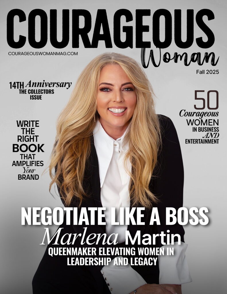 Marlena Martin, Founder & CEO of Woman of Achievement, exuding confidence and leadership while sharing negotiation strategies for women entrepreneurs.